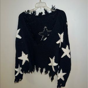 black and white star sweater